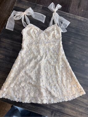 Margot Sequin Tie Strap Mini Dress Tulle Shoulder Women’s Size XS